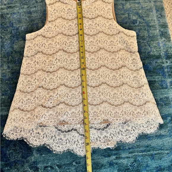 Rose & Olive Cream Lace High-Low Blouse M Boho Coquette Romantic Sheer Layers - Picture 9 of 11